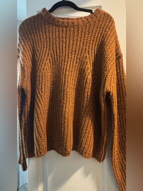 BE COOL Chunky Scoop Neck Sweater - Rust Brown